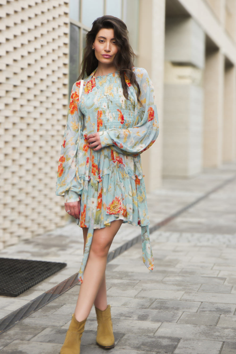 Blue floral dress