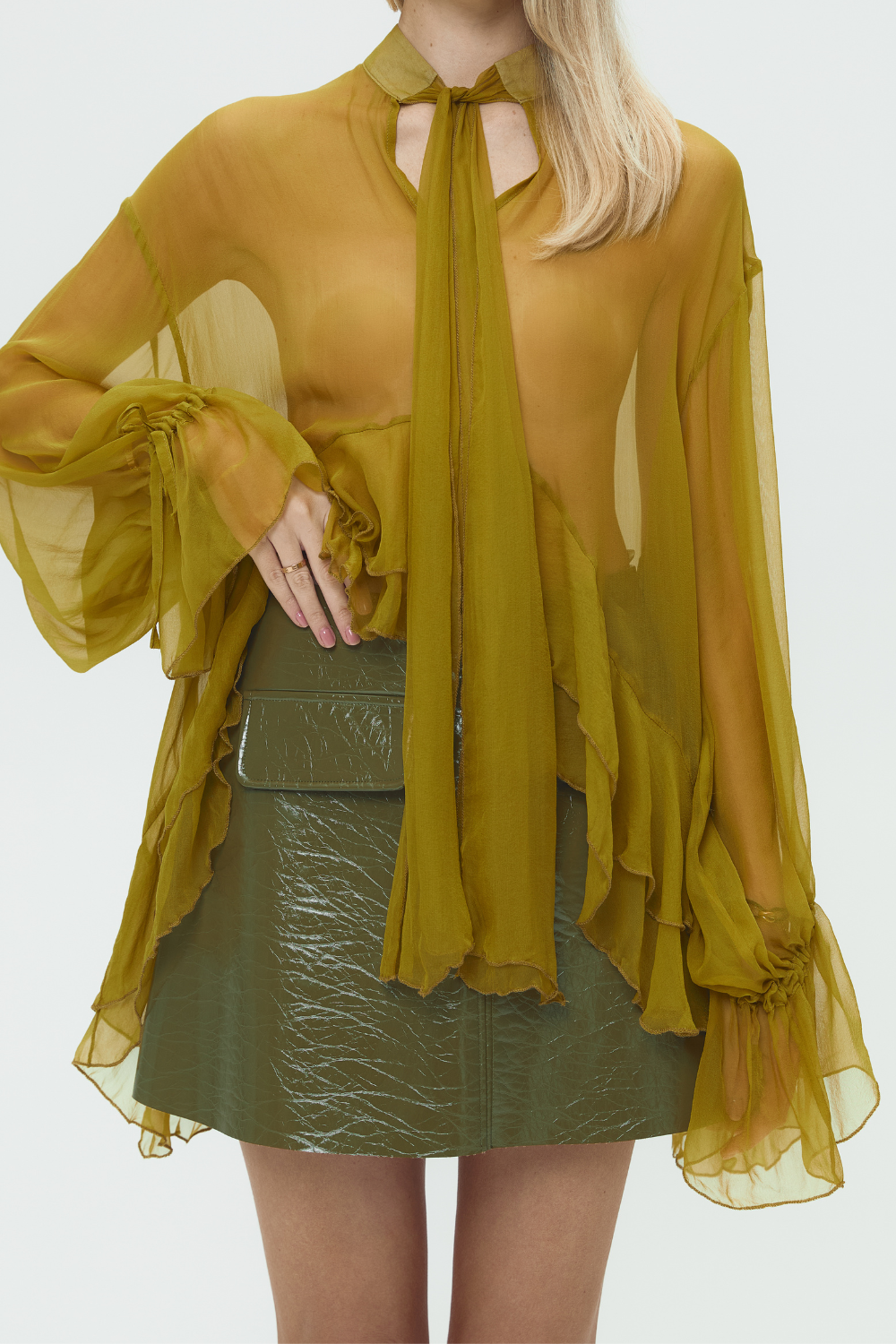 Lacquer olive skirt