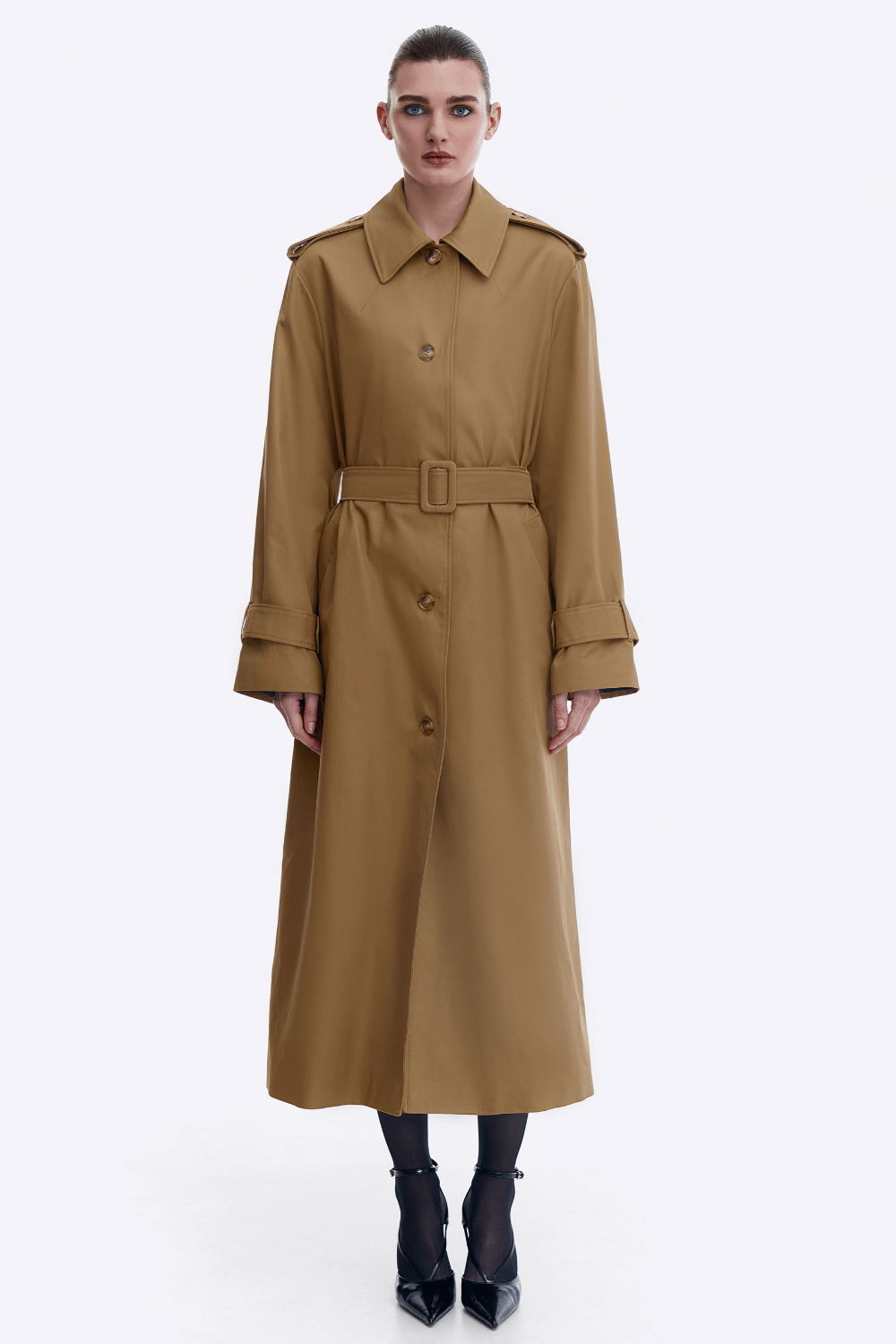Beige trench coat