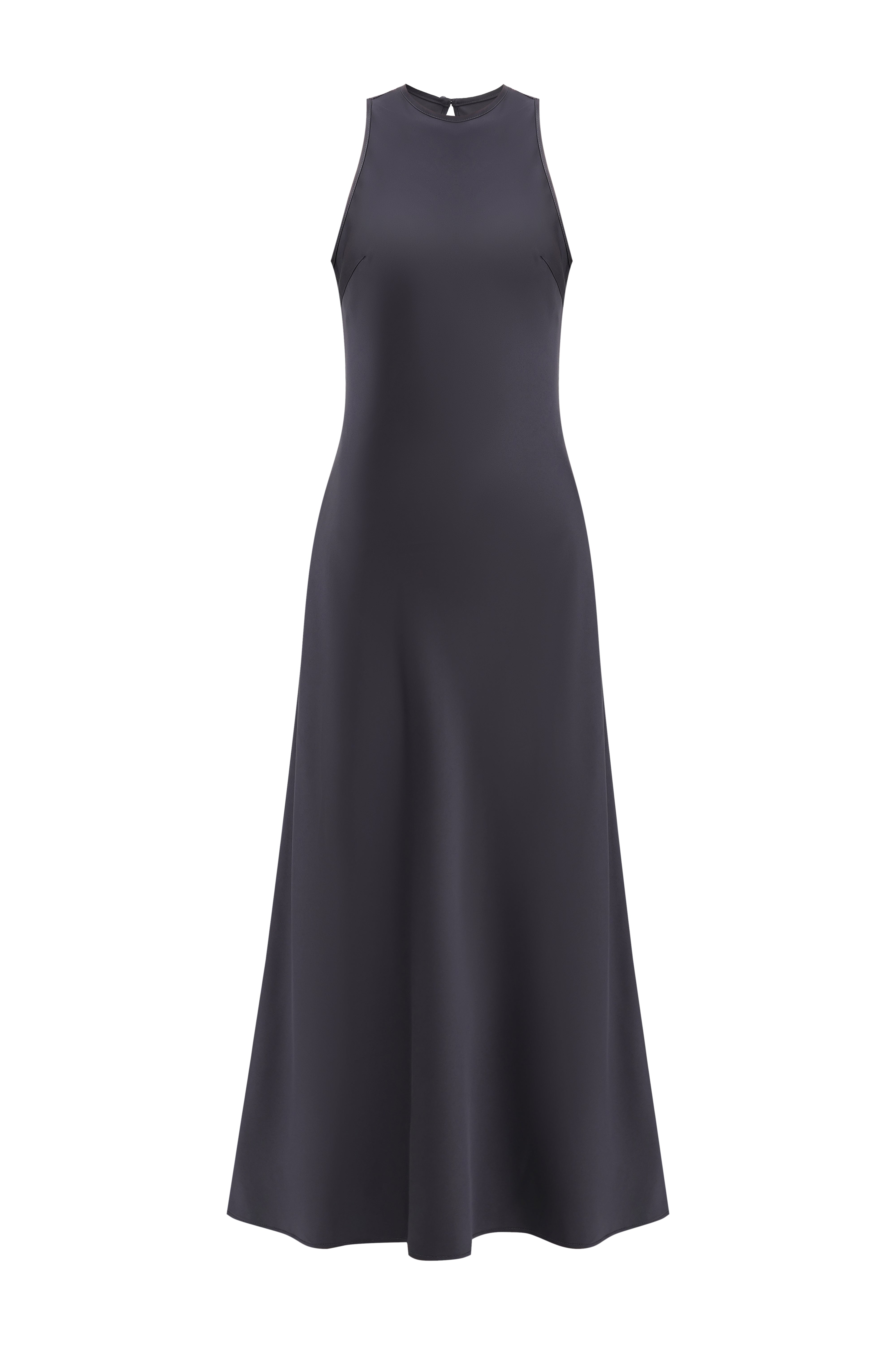 The dress is satin gray