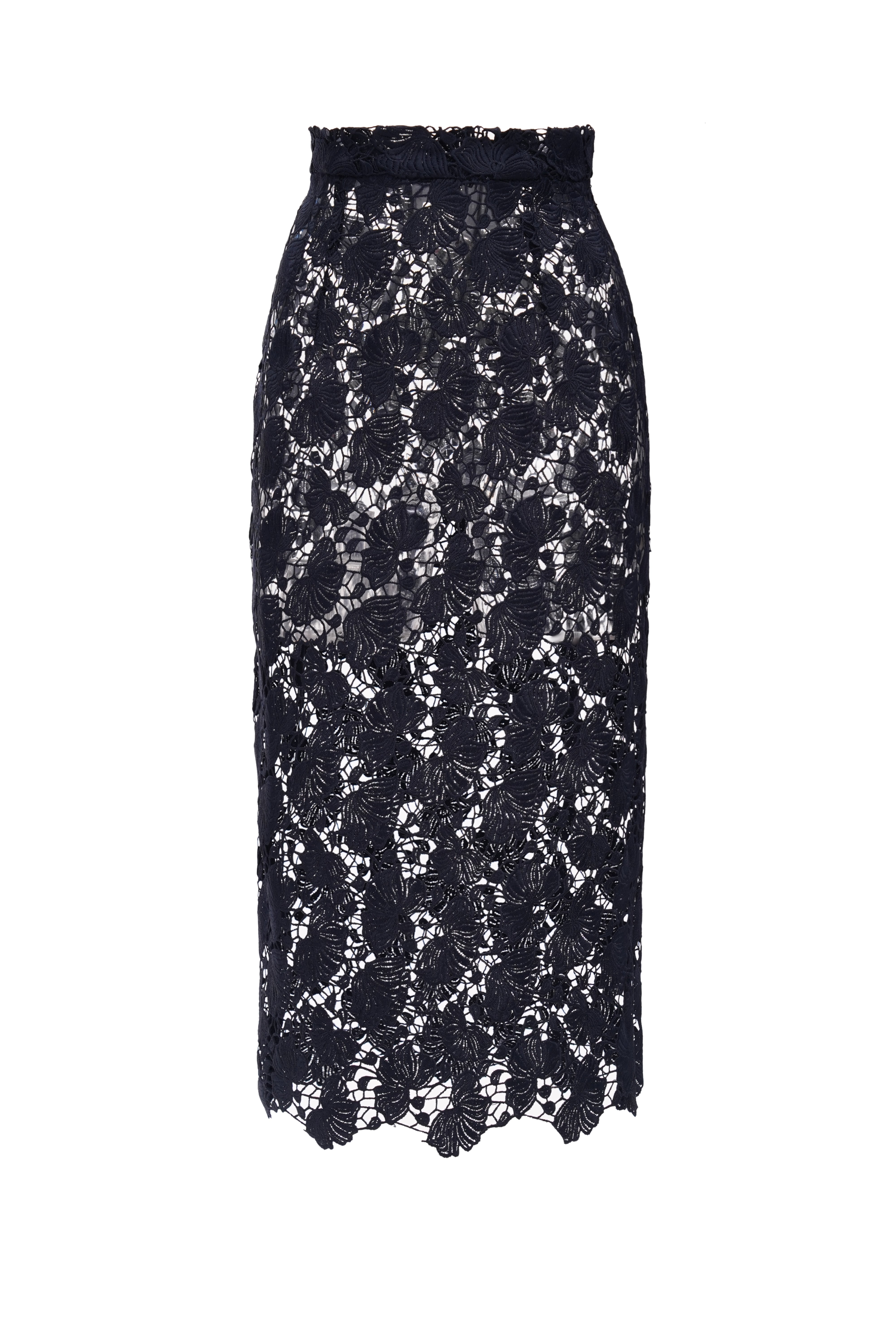 Midi skirt is dark blue