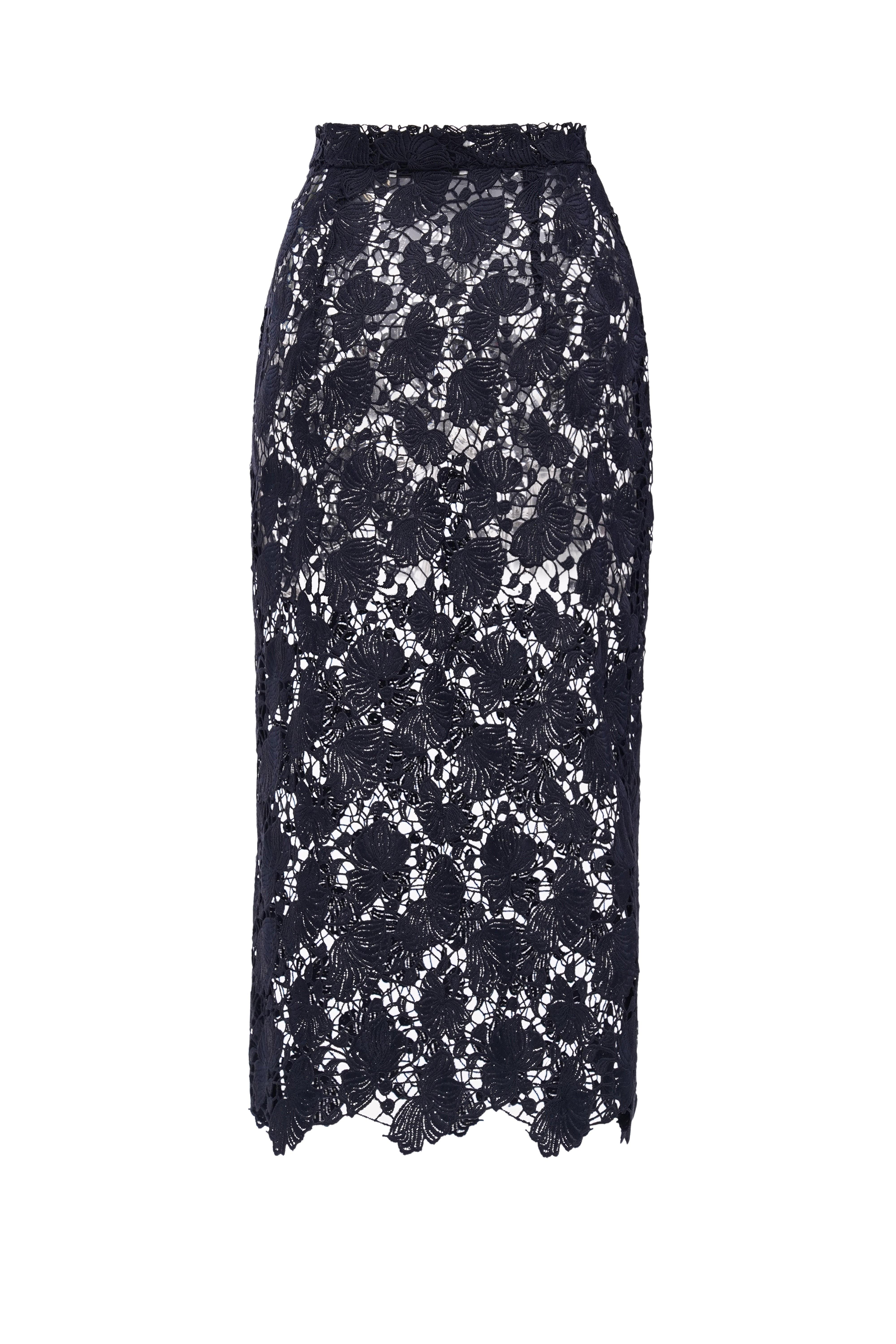 Midi skirt is dark blue