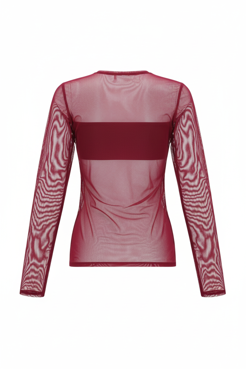 Бордовий лонгслів сітка